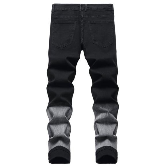 NWT Men's Black & Gray Ombre Distressed Rose Jeans - Picture 2 of 5